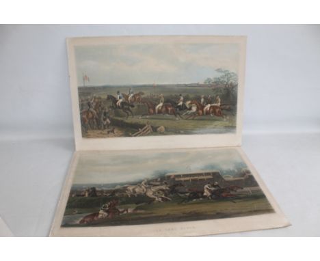 A PAIR OF McQUEEN'S STEEPLECHASINGS PRINTS - engraved by W. Summers after A. W. Neville, published 1871 entitled "The First F