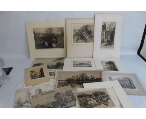 ETCHINGS - HENRY LAMBERT, Albany E. Howarth, Halvard Storm, Alfred R. Blundell, Henry Charles Fox, etc. mostly signed (15)