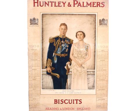 A Huntley & Palmers 1938 Calendar ‘Their Majesties King George VI & Queen Elizabeth’ from a camera portrait by Dorothy Wildin