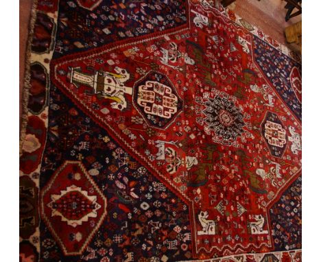 A Shiraz carpet , approximately 263 x 186cm 