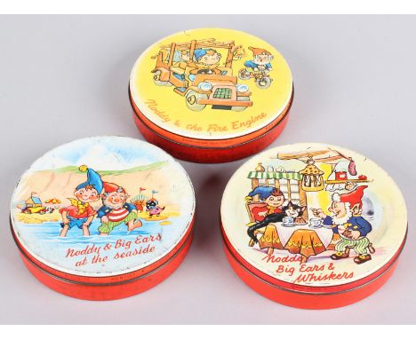‘Noddy & Big Ears at the Seaside’ - 1961 Published by Huntley & Palmers small round tin, decorated with Noddy illustration to
