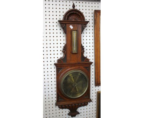 A 19th Century oak barometer and 19th Century rosewood writing slope 