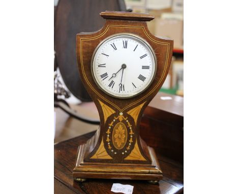An Edwardian mahogany and inlaid mantel clock and a mixed lot of watches 