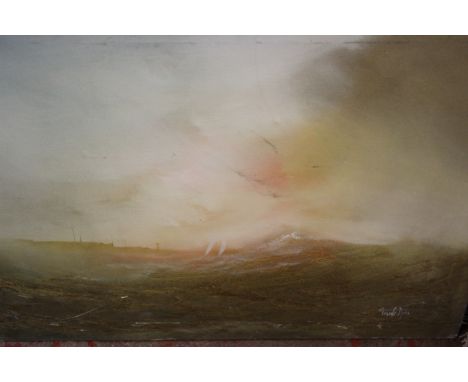 Frank Aris (American, 20th Century)Lighthouse with fishing boatsOil on canvasSignedUnframed91.5cm x 66cm;And another by this 