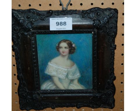 BRITISH SCHOOL Portrait of a lady, miniature, watercolour, 11 x 10cm Condition Report: Available upon request