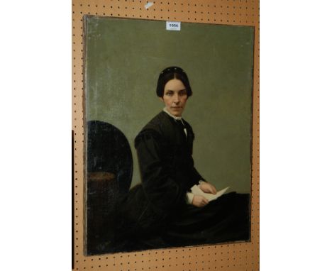 19TH CENTURY SCHOOL Portrait of a lady seated reading a letter, oil on canvas, 60 x 47cm Condition Report: Available upon req
