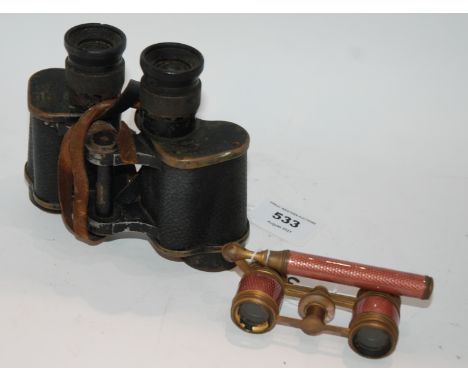 A pair of Taylor &amp; Hobson vintage binoculars and a pair of enamel opera glasses (2) Condition Report: Available upon requ