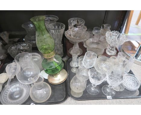 A lot comprising a quantity of cut glass &amp; crystal drinking glasses including an Edinburgh Crystal pair, press moulded va