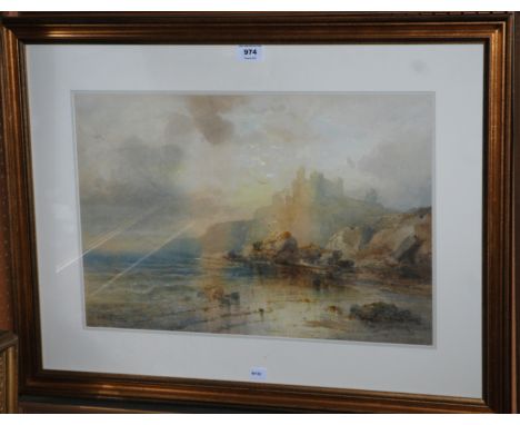ENID M STRAUSE Castle ruin on a cliff top, signed, watercolour, 34 x 52cm Condition Report: Available upon request