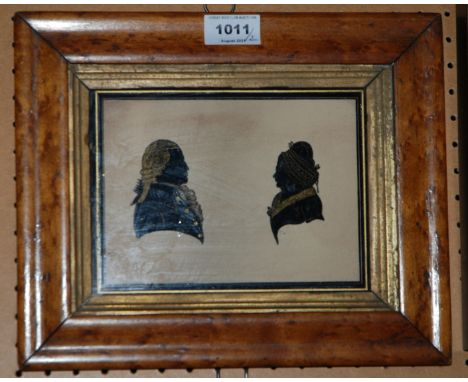 BRITISH SCHOOL Profile portrait silhouette of a nobleman and lady, 14 x 18cm and another (2) Condition Report: Available upon