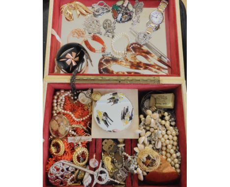 A silver Ola Gorie spinning wheel brooch. Luckenbooth by Ortak, a Napier brooch, and other items of vintage costume jewellery