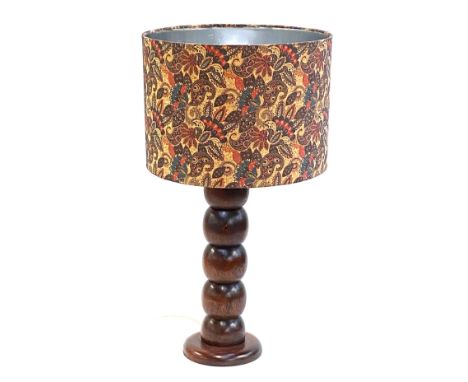 A hardwood table lamp with shade, 65cmH 