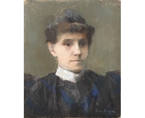 19th century pastel portrait of a lady, signed indistinctly lower right, 46x38cm 