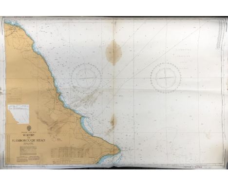 Whitby to Flamborough Head Admiralty chart. Scale 1:75000 at lat 54°00'. Printed July 1990. 