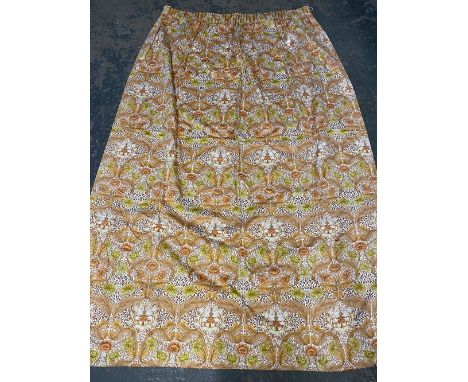 A pair of lined curtains, William Morris style floral fabric, 160cm ungathered width, 220cm drop; together with a small pair 