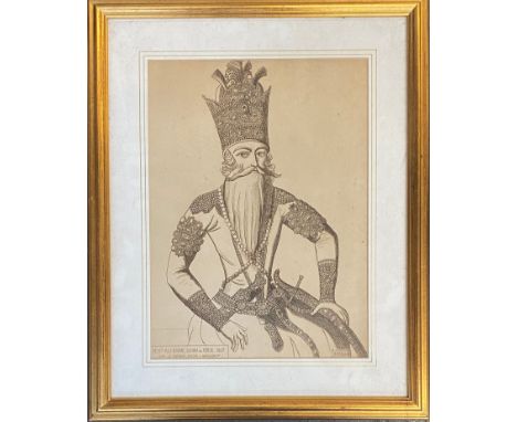 After Raphael Jacquimin (1821-1881), 'Feht-Ali-Khan, Schah de Perse, 1807, D'ap Le Portrait, Envoye a Napoleon 1st', 35x25cm 
