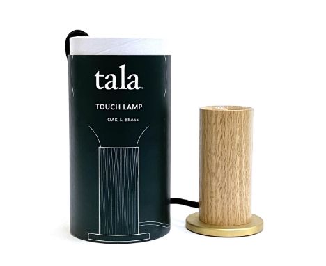 A Tala oak and brass touch lamp, 13cmH 