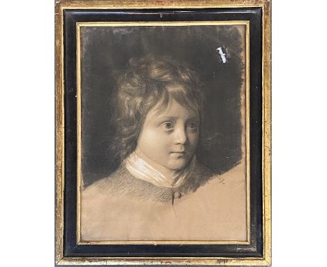 A 19th century charcoal portrait of a young boy, 39x30cm 
