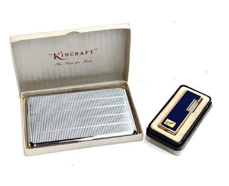 A Ronson 'Pipe' lighter, in original box; together with a Kincraft cigarette case, in original box 
