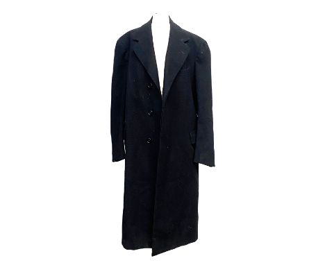 A black wool gents overcoat, with single vent, chest approx. 48" 