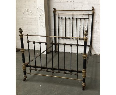 A brass and iron double bed (af), the foot 122cmH, the headboard approx. 165cmHPlease note: this is a 4'6 double, not a king 