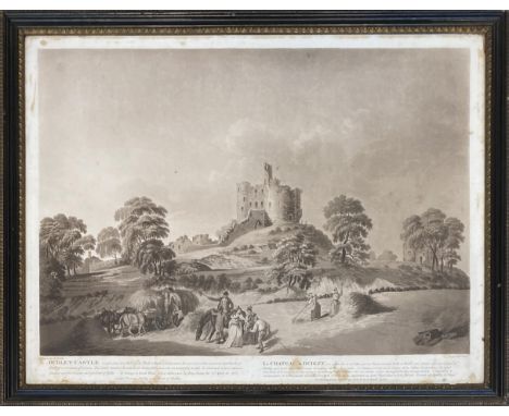 Francis Jukes after R. Paddy, 'Dudley Castle/Le Chateau de Dudley', 18th century mezzotint c.1793, 48x64cm 