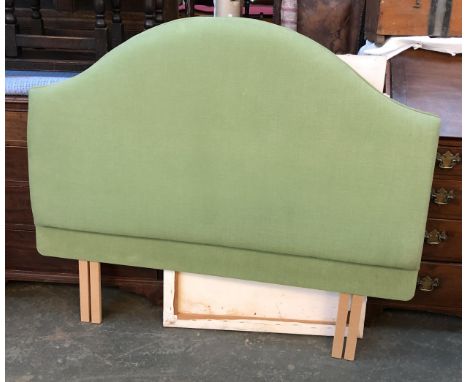 A green upholstered double headboard, the upholstered segment 90cmH 