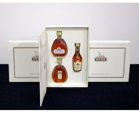 Three Presentation Cases containing one of each:- 1 x 5-cl bt Hine Antique Tres Rare Fine Champagne Cognac 1 x 5-cl bt Hine R