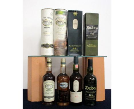 1 70-cl bt Bowmore Darkest Sherry Casked Islay Single Malt Scotch Whisky 43% original tube 1 70-cl bt Bowmore 12 YO Islay Sin