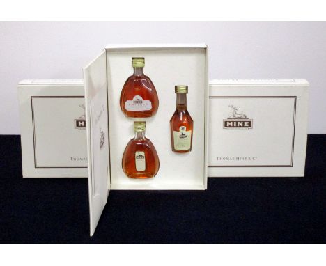 Three Presentation Cases containing one of each:- 1 x 5-cl bt Hine Antique Tres Rare Fine Champagne Cognac 1 x 5-cl bt Hine R