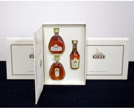 Three Presentation Cases containing one of each:- 1 x 5-cl bt Hine Antique Tres Rare Fine Champagne Cognac 1 x 5-cl bt Hine R