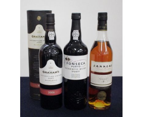 1 bt Grahams LBV Port 2006 original tube 1 bt Fonseca Reserve Ruby Port NV 1 70-cl bt Janneau 7 YO V.S.O.P. Grand Armagnac 40