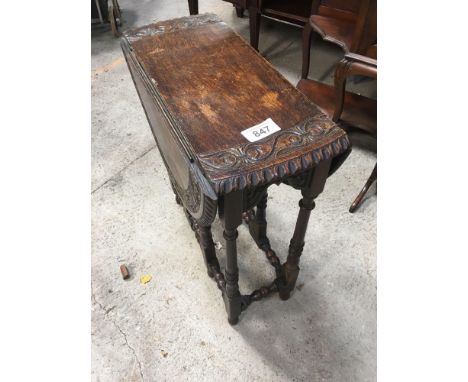  Sale Item:    CARVED OAK DROP LEAF TABLE (AF)   Vat Status:   No Vat   Buyers Premium:  This lot is subject to a Buyers Prem