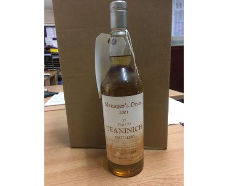  Sale Item:    70 CL MANAGERS DRAM TEANINICH 2001 17 YO 58.3% VOL No 1044  Vat Status:   No Vat   Buyers Premium:  This lot i