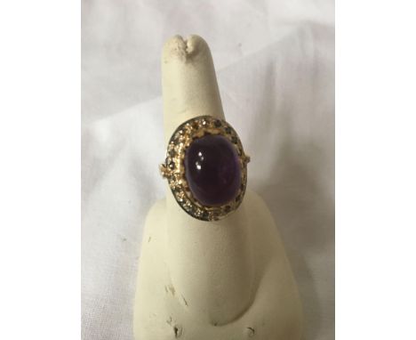  Sale Item:    9 CT AMETHYST &amp; DIAMOND RING (UNSTAMPED-STONE MISSING AF)  Vat Status:   No Vat   Buyers Premium:  This lo