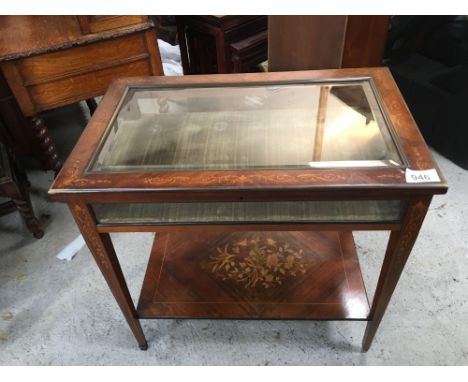  Sale Item:    ROSEWOOD INLAID DISPLAY TABLE (AF)  Vat Status:   No Vat   Buyers Premium:  This lot is subject to a Buyers Pr