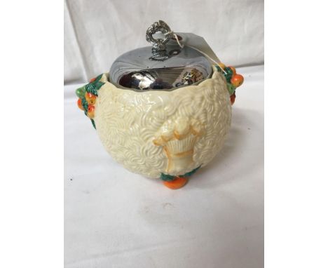  Sale Item:    CLARICE CLIFF CELTIC HARVEST BISCUIT BARREL  Vat Status:   No Vat   Buyers Premium:  This lot is subject to a 