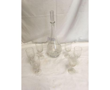  Sale Item:    DECANTER &amp; 6 GLASSES   Vat Status:   No Vat   Buyers Premium:  This lot is subject to a Buyers Premium of 