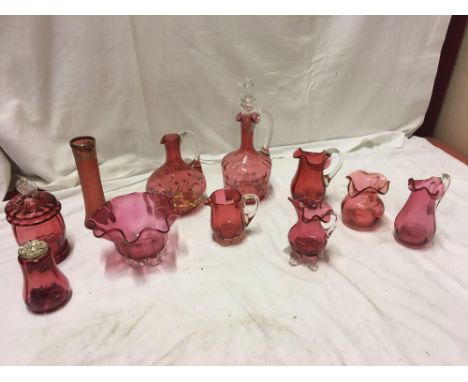 Sale Item:    BOX CRANBERRY STYLE GLASS (AF)   Vat Status:   No Vat   Buyers Premium:  This lot is subject to a Buyers Premi