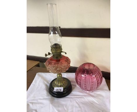  Sale Item:    OIL LAMP &amp; SHADE (AF)   Vat Status:   No Vat   Buyers Premium:  This lot is subject to a Buyers Premium of