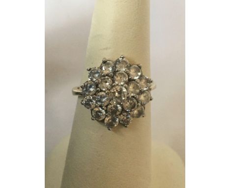  Sale Item:    SILVER 925 QZ CLUSTER RING   Vat Status:   No Vat   Buyers Premium:  This lot is subject to a Buyers Premium o
