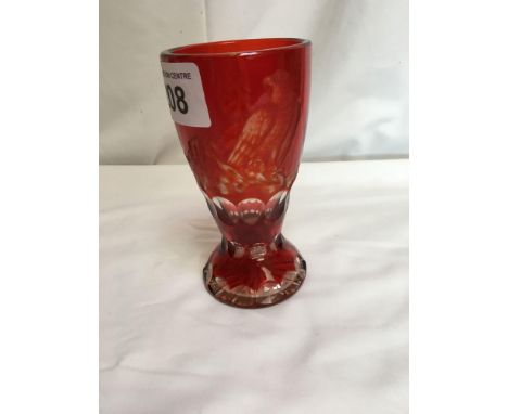  Sale Item:    BOHEMIAN RED GLASS WITH EAGLE   Vat Status:   No Vat   Buyers Premium:  This lot is subject to a Buyers Premiu