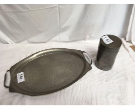  Sale Item:    PEWTER TRAY &amp; TIN (AF)   Vat Status:   No Vat   Buyers Premium:  This lot is subject to a Buyers Premium o