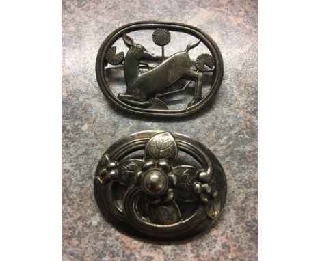  Sale Item:    2 JENSEN BROOCHES MARKED STERLING DERMARK  Vat Status:   No Vat   Buyers Premium:  This lot is subject to a Bu