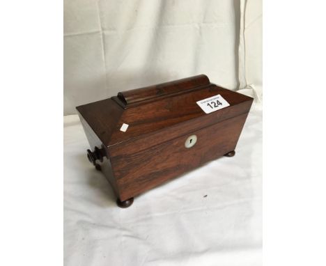  Sale Item:    WOODEN TEA CADDY- NO KEY (AF)   Vat Status:   No Vat   Buyers Premium:  This lot is subject to a Buyers Premiu