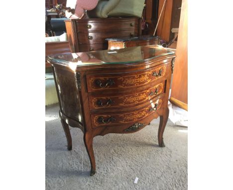  Sale Item:    INLAID FRENCH STYLE 3 DRAWER CHEST  Vat Status:   No Vat   Buyers Premium:  This lot is subject to a Buyers Pr