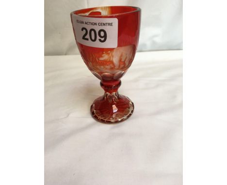  Sale Item:    BOHEMIAN RED GLASS WITH BEAR   Vat Status:   No Vat   Buyers Premium:  This lot is subject to a Buyers Premium