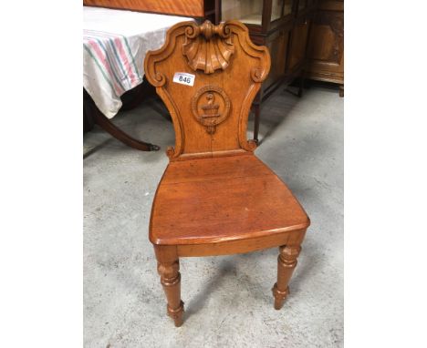  Sale Item:    OAK HALL CHAIR   Vat Status:   No Vat   Buyers Premium:  This lot is subject to a Buyers Premium of 15% + Vat 