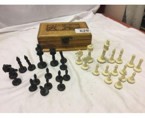  Sale Item:    BOX CHESS PIECES (AF)   Vat Status:   No Vat   Buyers Premium:  This lot is subject to a Buyers Premium of 15%