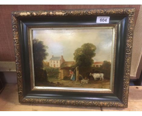  Sale Item:    OIL PAINTING OLD LORISTON HOUSE WATER PUMP &amp; COW (FRAME AF)  Vat Status:   No Vat   Buyers Premium:  This 